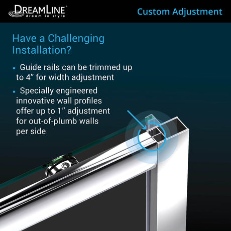 DreamLine Infinity-Z 32 in. D x 60 in. W x 76 3/4 in. H Clear Sliding Shower Door in Chrome, Right Drain Base and Wall Kit