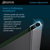 DreamLine Mirage-X 56-60 in. W x 58 in. H Frameless Sliding Tub Door in Chrome; Right Wall Installation