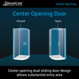 DreamLine Prime 36 in. x 74 3/4 in. Semi-Frameless Clear Glass Sliding Shower Enclosure in Chrome with Biscuit Base Kit