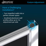 DreamLine Prime 33 in. x 74 3/4 in. Semi-Frameless Clear Glass Sliding Shower Enclosure in Chrome with Black Base Kit