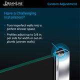 DreamLine Prism 36 1/8 in. x 72 in. Frameless Neo-Angle Pivot Shower Enclosure in Chrome