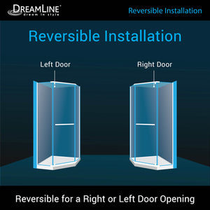 DreamLine Prism 40 in. x 74 3/4 in. Frameless Neo-Angle Pivot Shower Enclosure in Satin Black with Black Base Kit