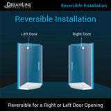 DreamLine Prism Plus 40 in. x 74 3/4 in. Frameless Neo-Angle Shower Enclosure in Chrome with White Base