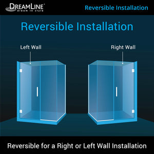 DreamLine Unidoor Plus 40 1/2 in. W x 30 3/8 in. D x 72 in. H Frameless Hinged Shower Enclosure in Satin Black