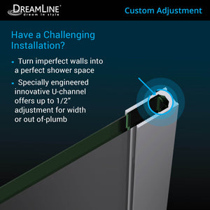 DreamLine Unidoor Plus 49-49 1/2 in. W x 72 in. H Frameless Hinged Shower Door in Satin Black