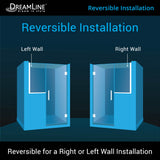 DreamLine Unidoor Plus 60-60 1/2 in. W x 72 in. H Frameless Hinged Shower Door with 36 in. Half Panel in Satin Black