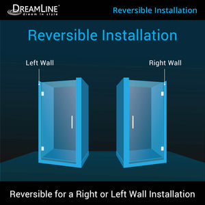 DreamLine Unidoor 26 in. W x 72 in. H Frameless Hinged Shower Door in Satin Black