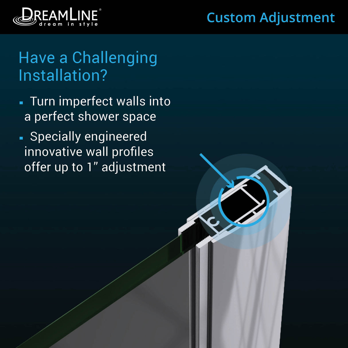 DreamLine Unidoor 47-48 in. W x 72 in. H Frameless Hinged Shower Door with Support Arm in Chrome