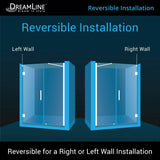 DreamLine Unidoor 58-59 in. W x 72 in. H Frameless Hinged Shower Door with Support Arm in Satin Black