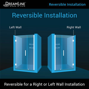 DreamLine Unidoor 42-43 in. W x 72 in. H Frameless Hinged Shower Door with Shelves in Chrome