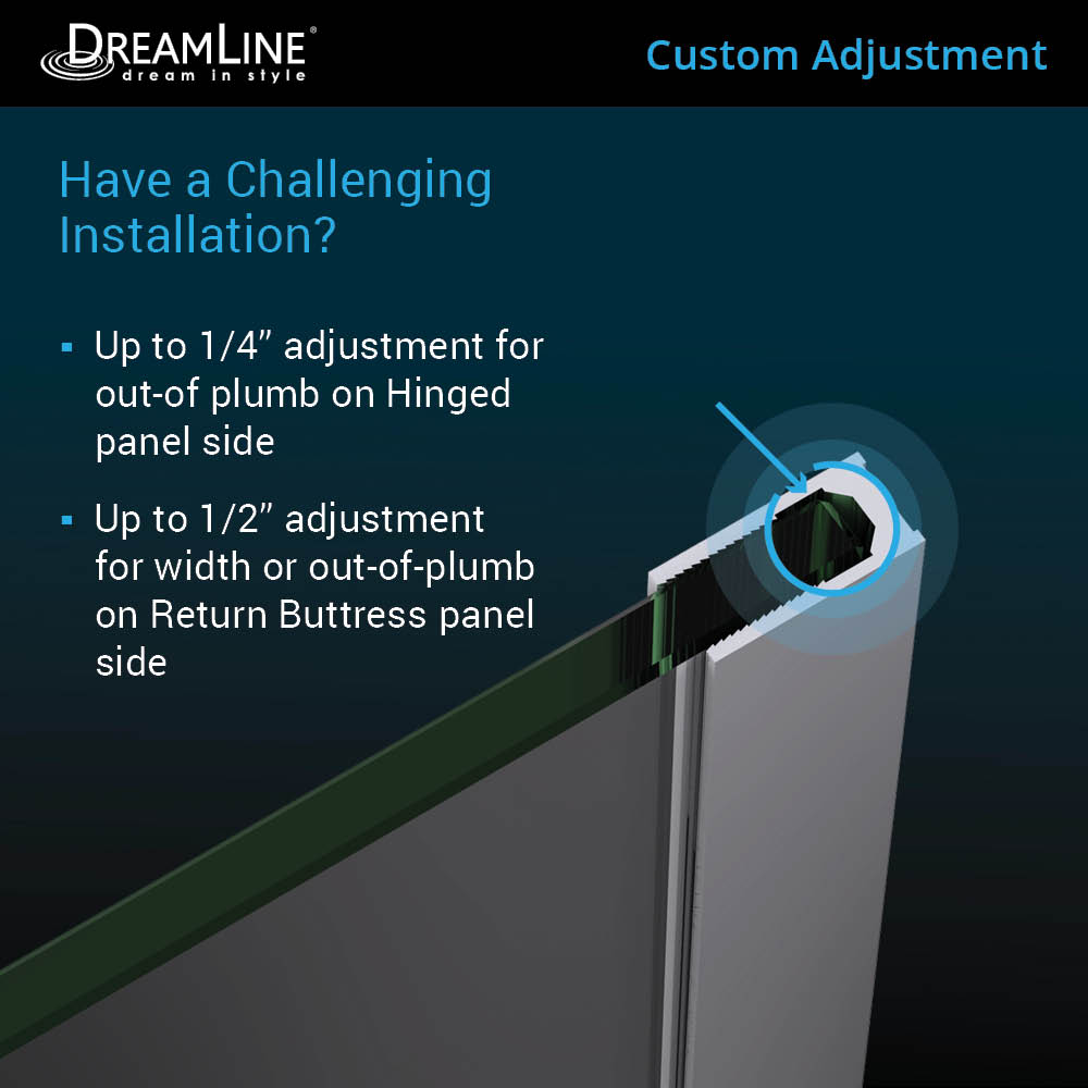 DreamLine Unidoor-X 60 in. W x 36 3/8 in. D x 72 in. H Frameless Hinged Shower Enclosure in Satin Black