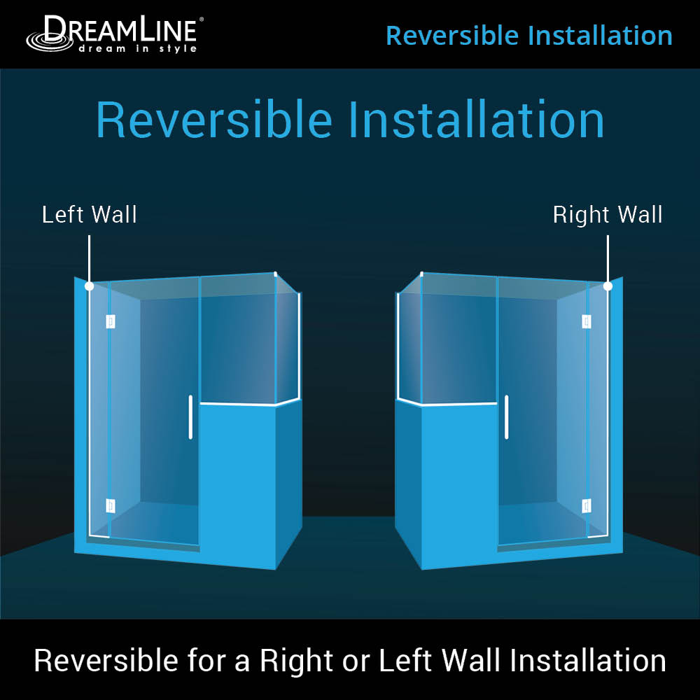DreamLine Unidoor-X 58 in. W x 36 3/8 in. D x 72 in. H Frameless Hinged Shower Enclosure in Brushed Nickel
