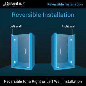 DreamLine Unidoor-X 42 1/2-43 in. W x 72 in. H Frameless Hinged Shower Door in Chrome