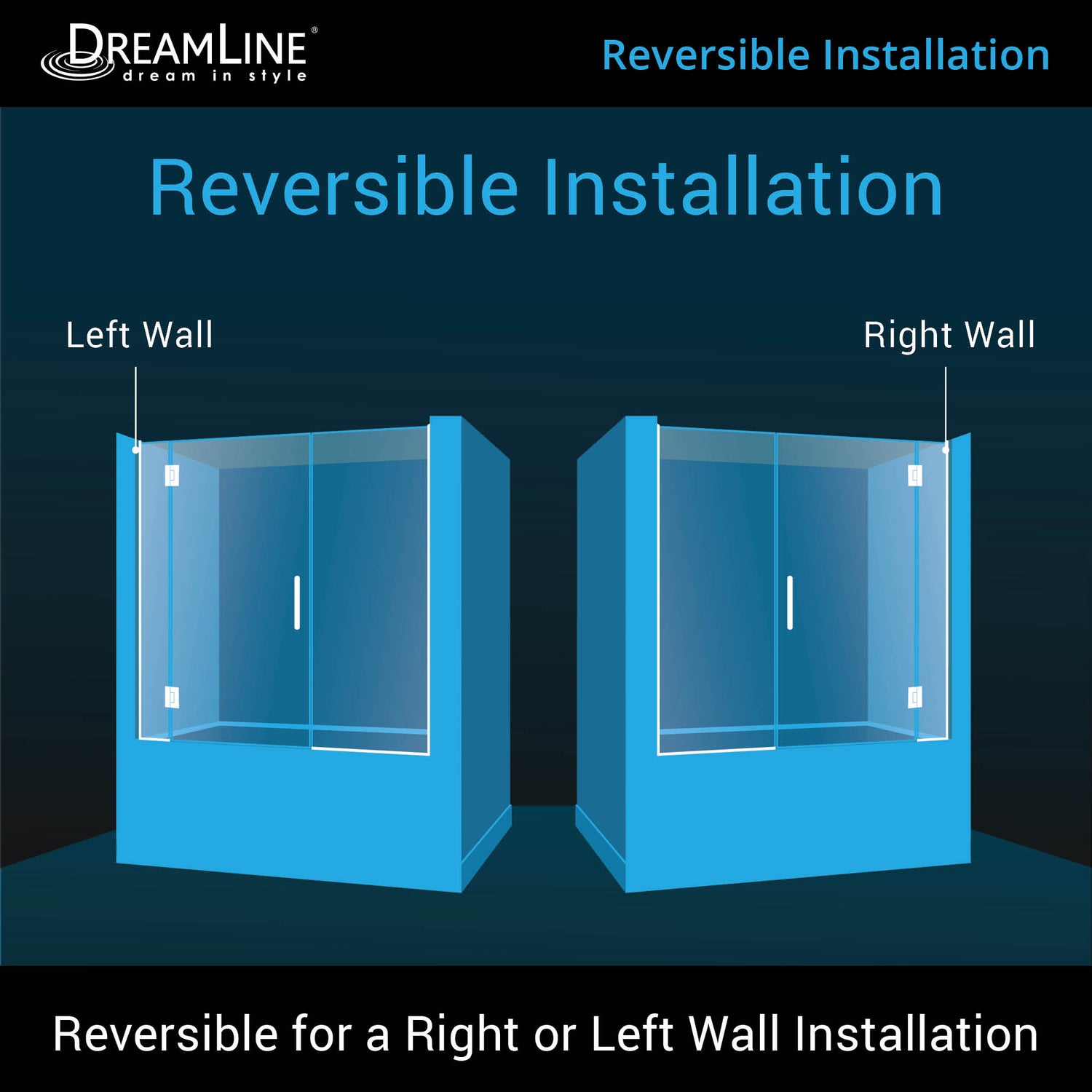 DreamLine Unidoor-X 58-58 1/2 in. W x 58 in. H Frameless Hinged Tub Door in Chrome