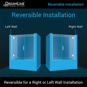 DreamLine Unidoor-X 58-58 1/2 in. W x 58 in. H Frameless Hinged Tub Door in Chrome
