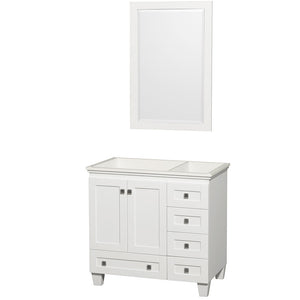 Acclaim 36 Inch Single Bathroom Vanity in White, No Countertop, No Sink, and 24 Inch Mirror PoshHaus