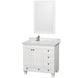Acclaim 36 Inch Single Bathroom Vanity in White, White Carrara Marble Countertop, Undermount Square Sink, and 24 Inch Mirror PoshHaus