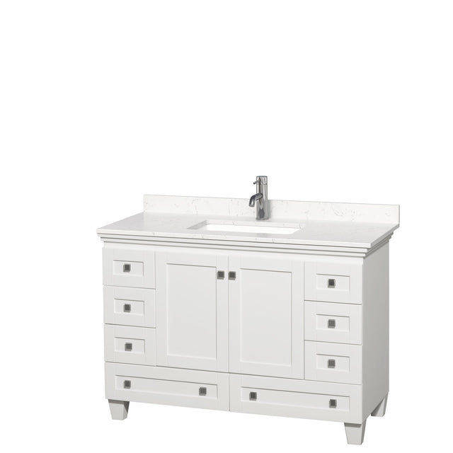 Acclaim 48 Inch Single Bathroom Vanity in White, Carrara Cultured Marble Countertop, Undermount Square Sink, No Mirror PoshHaus