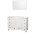 Acclaim 48 Inch Single Bathroom Vanity in White, No Countertop, No Sink, and 24 Inch Mirror PoshHaus