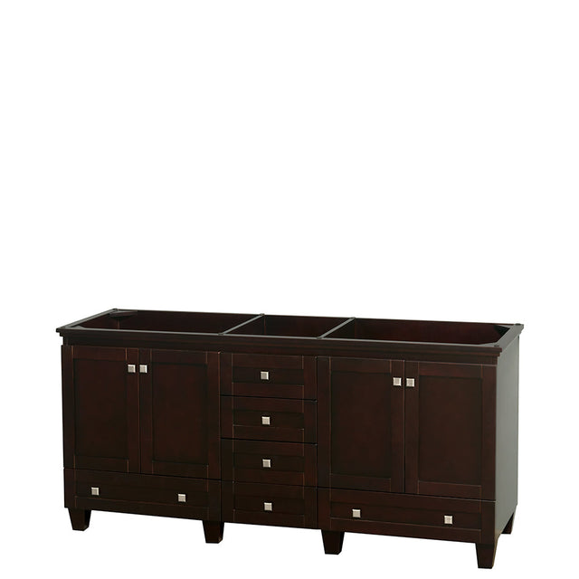 Acclaim 72 Inch Double Bathroom Vanity in Espresso, No Countertop, No Sinks, and No Mirrors PoshHaus