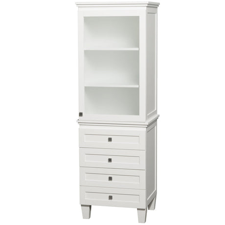 Acclaim Bathroom Linen Tower in White with Shelved Cabinet Storage and 4 Drawers PoshHaus
