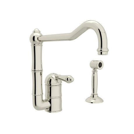 Acqui® Extended Spout Kitchen Faucet With Side Spray Polished Nickel PoshHaus