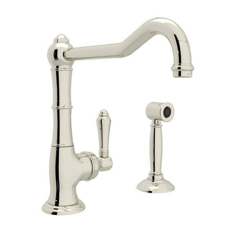 Acqui® Extended Spout Kitchen Faucet With Side Spray Polished Nickel PoshHaus
