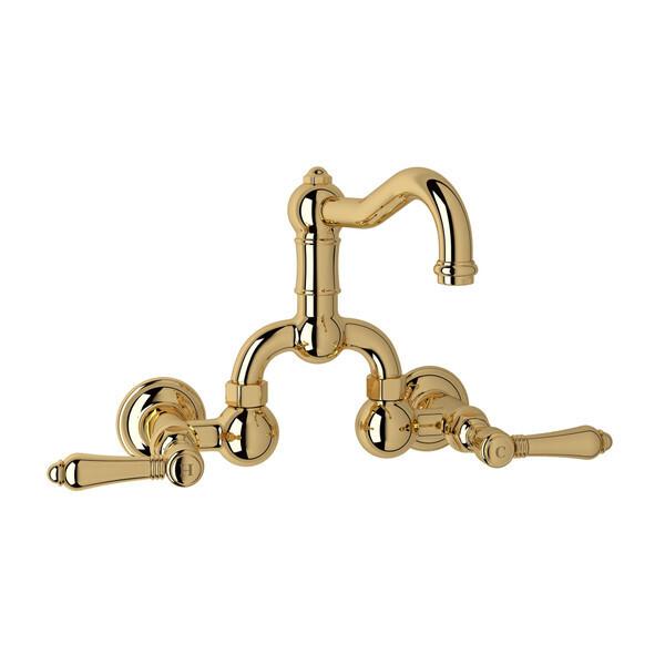 Acqui® Wall Mount Bridge Lavatory Faucet With Column Spout Italian Brass PoshHaus