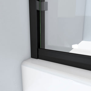 DreamLine Alliance Pro BG 56-60 in. W x 70 3/8 in. H Semi-Frameless Sliding Shower Door in Satin Black and Clear Glass