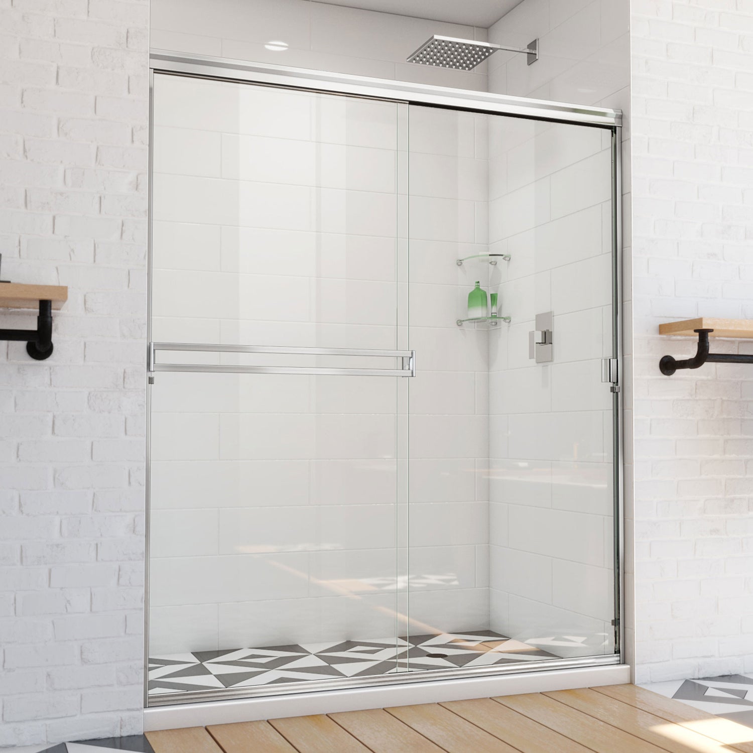 DreamLine Alliance Pro BG 56-60 in. W x 70 3/8 in. H Semi-Frameless Sliding Shower Door in Chrome and Clear Glass