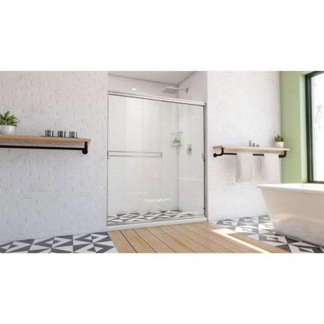 DreamLine Alliance Pro BG 56-60 in. W x 70 3/8 in. H Semi-Frameless Sliding Shower Door in Brushed Nickel and Clear Glass