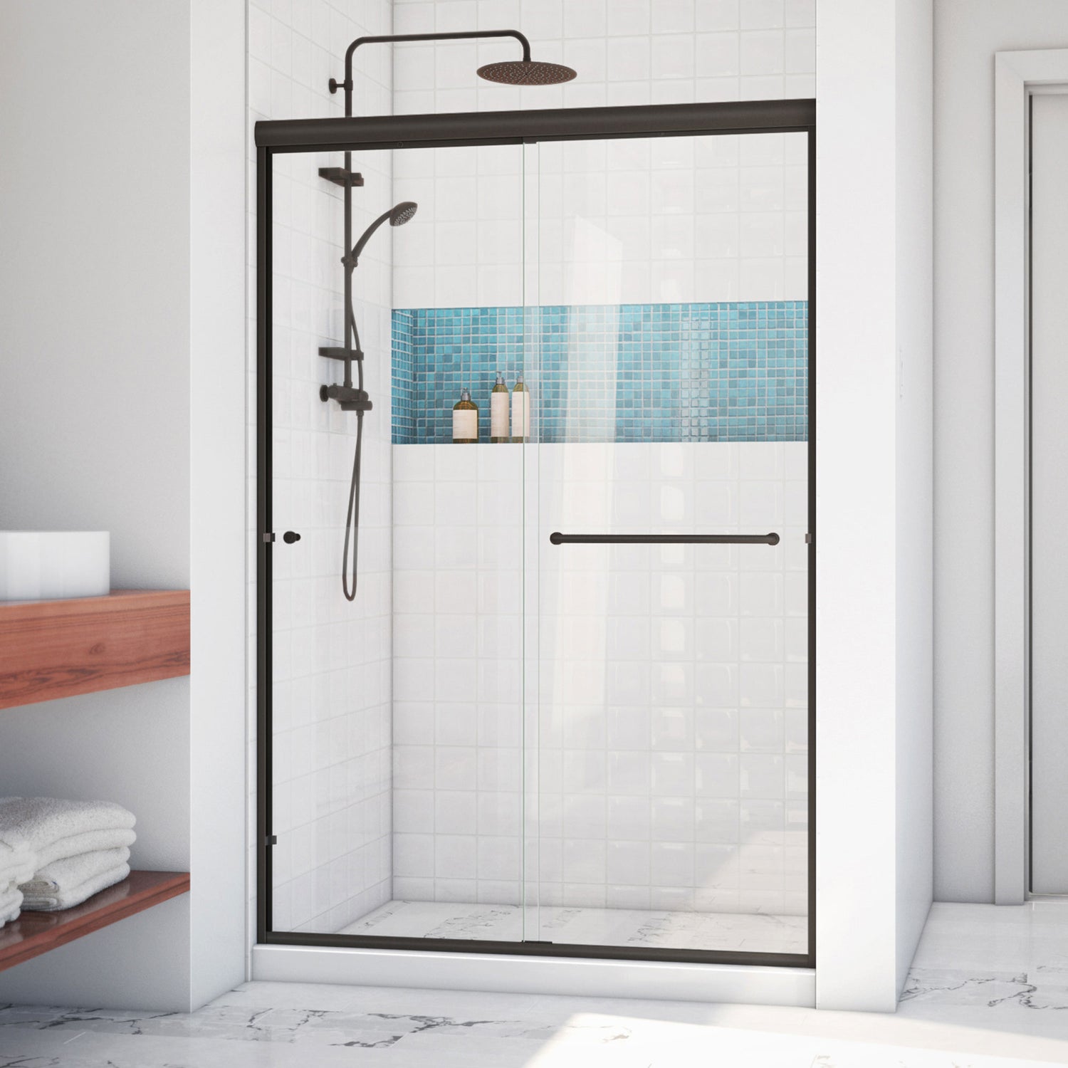DreamLine Alliance Pro LT 44-48 in. W x 70 3/8 in. H Semi-Frameless Sliding Shower Door in Oil Rubbed Bronze and Clear Glass