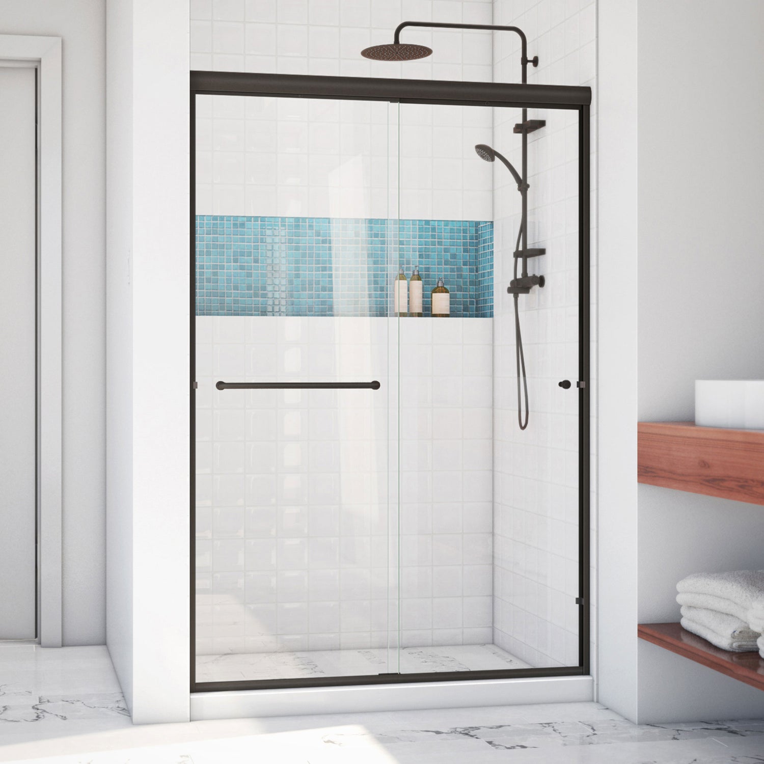 DreamLine Alliance Pro LT 44-48 in. W x 70 3/8 in. H Semi-Frameless Sliding Shower Door in Oil Rubbed Bronze and Clear Glass
