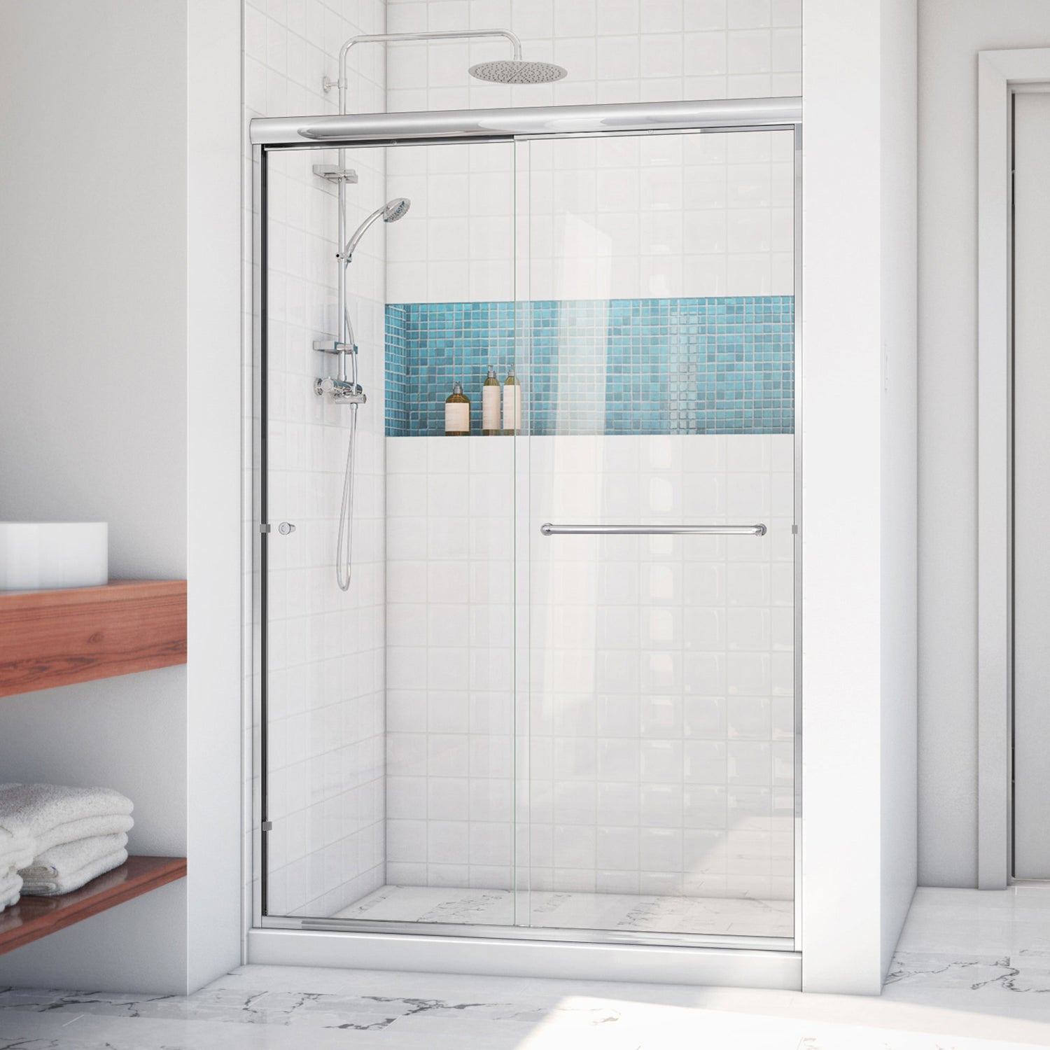DreamLine Alliance Pro LT 44-48 in. W x 70 3/8 in. H Semi-Frameless Bypass Sliding Shower Door in Chrome and Clear Glass