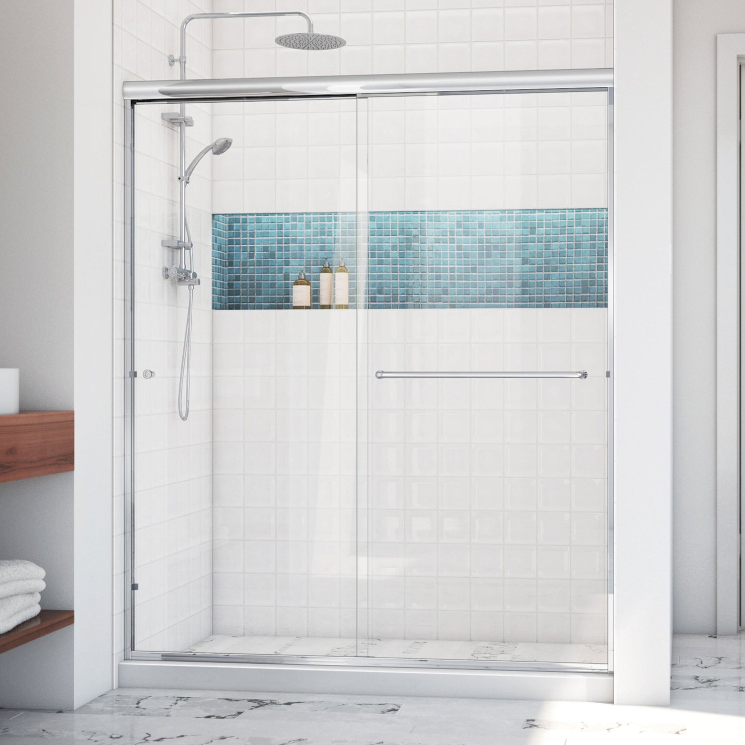 DreamLine Alliance Pro LT 56-60 in. W x 70 3/8 in. H Semi-Frameless Bypass Sliding Shower Door in Chrome and Clear Glass
