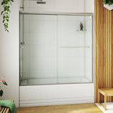 DreamLine Alliance Pro LT 56-60 in. W x 57 3/8 in. H Semi-Frameless Bypass Sliding Tub Door in Brushed Nickel and Clear Glass