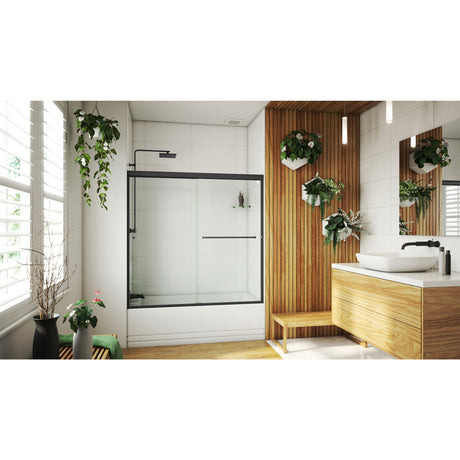 DreamLine Alliance Pro LT 56-60 in. W x 57 3/8 in. H Semi-Frameless Bypass Sliding Tub Door in Satin Black and Clear Glass