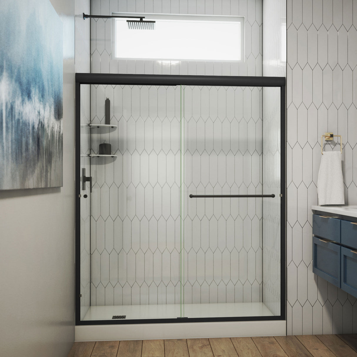 DreamLine Alliance Pro 56-60 in. W x 70 3/8 in. H Semi-Frameless Bypass Sliding Shower Door in Satin Black and Clear Glass