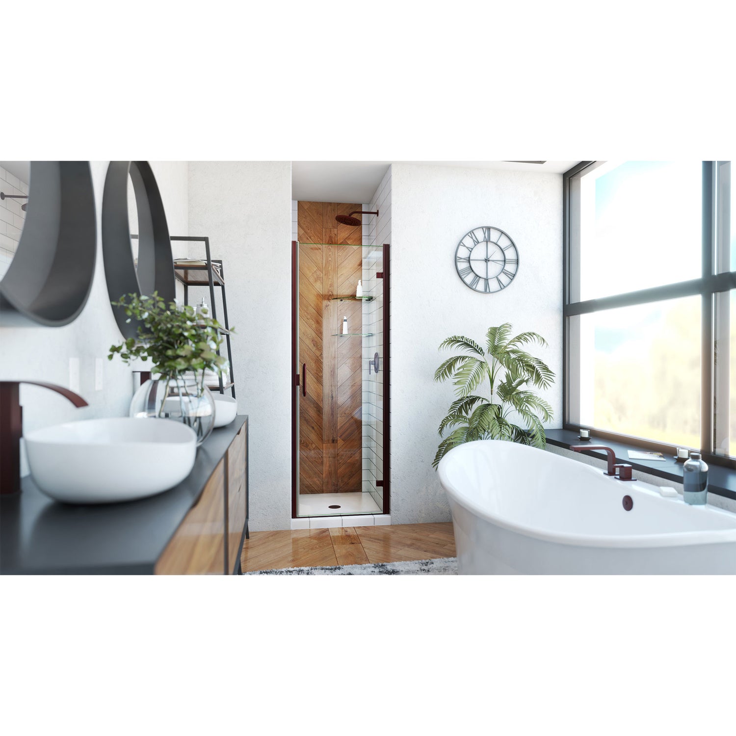 DreamLine Alliance Swing 24 in. W x 72 5/8 in. H Semi-Frameless Swing Shower Door in Oil Rubbed Bronze and Clear Glass