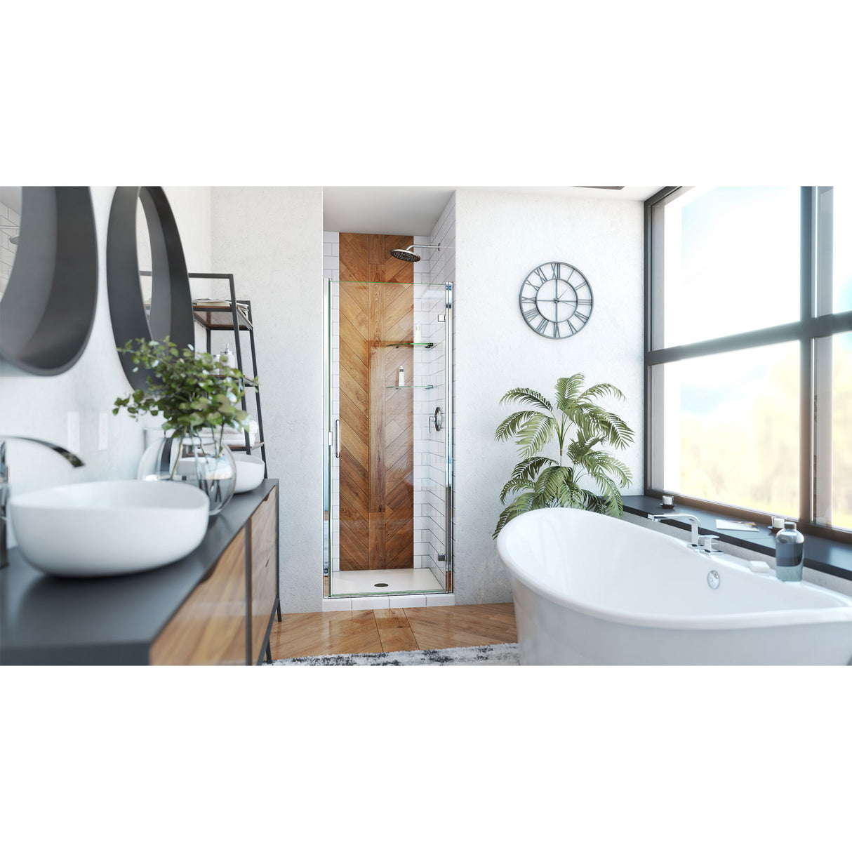 DreamLine Alliance Swing 30 in. W x 72 5/8 in. H Semi-Frameless Swing Shower Door in Chrome and Clear Glass