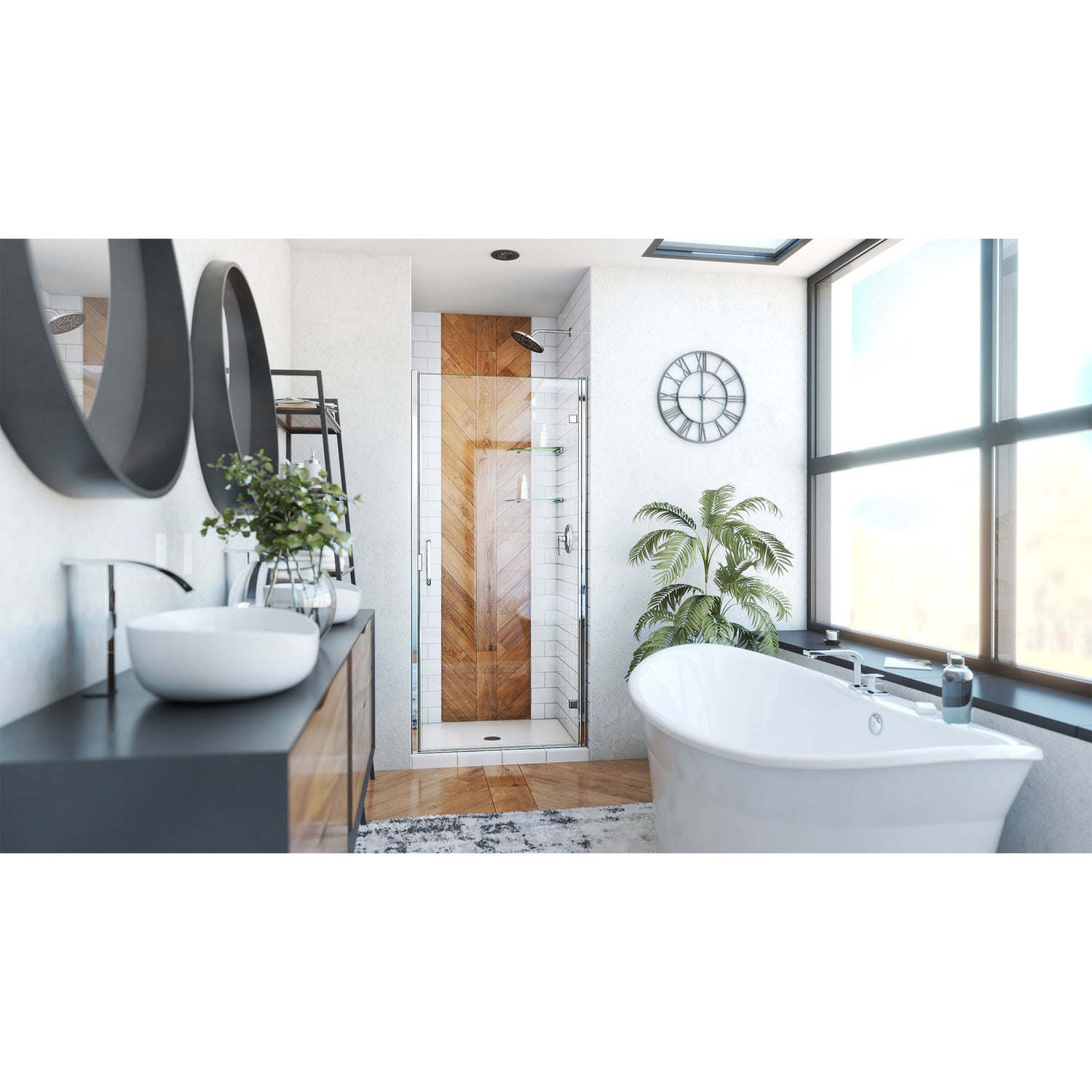 DreamLine Alliance Swing 33 in. W x 72 5/8 in. H Semi-Frameless Swing Shower Door in Chrome and Clear Glass