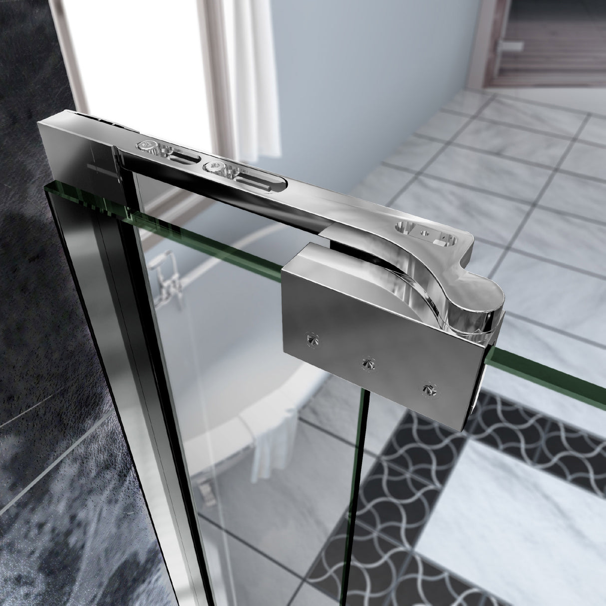 DreamLine Allure 52-53 in. W x 73 in. H Frameless Pivot Shower Door in Chrome