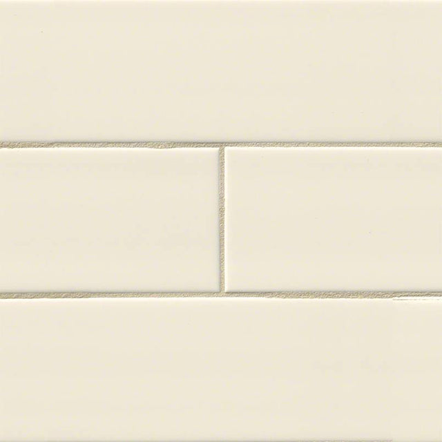 Almond glossy glazed ceramic wall tile msi collection NALMGLO4X16 product shot one tile profile view#Size_4"x16"