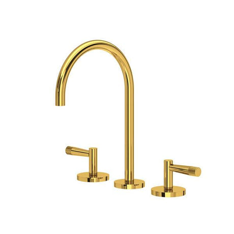Amahle™ Widespread Lavatory Faucet With C-Spout Unlacquered Brass PoshHaus
