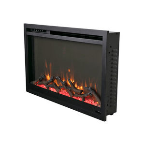 Amantii TRD-33-XS Traditional Xtraslim Smart Electric 33" WiFi Enabled Fireplace, Featuring a Multi Function Remote Control, Multi Flame Speeds and Clear Glass Media