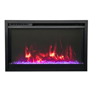 Amantii TRD-33-XS Traditional Xtraslim Smart Electric 33" WiFi Enabled Fireplace, Featuring a Multi Function Remote Control, Multi Flame Speeds and Clear Glass Media