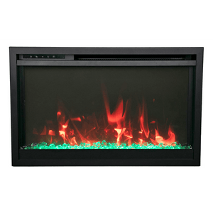 Amantii TRD-33-XS Traditional Xtraslim Smart Electric 33" WiFi Enabled Fireplace, Featuring a Multi Function Remote Control, Multi Flame Speeds and Clear Glass Media