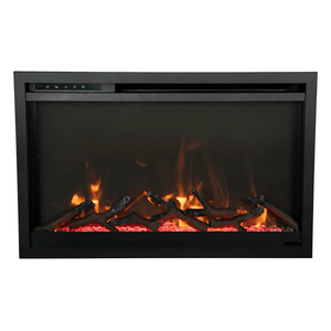 Amantii TRD-33-XS Traditional Xtraslim Smart Electric 33" WiFi Enabled Fireplace, Featuring a Multi Function Remote Control, Multi Flame Speeds and Clear Glass Media