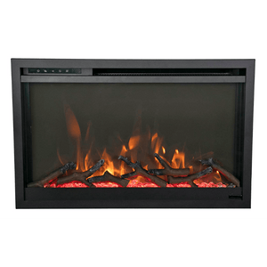 Amantii TRD-33-XS Traditional Xtraslim Smart Electric 33" WiFi Enabled Fireplace, Featuring a Multi Function Remote Control, Multi Flame Speeds and Clear Glass Media