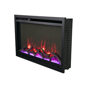 Amantii TRD-33-XS Traditional Xtraslim Smart Electric 33" WiFi Enabled Fireplace, Featuring a Multi Function Remote Control, Multi Flame Speeds and Clear Glass Media